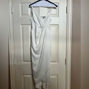 Lulus White Belted Draped Dress